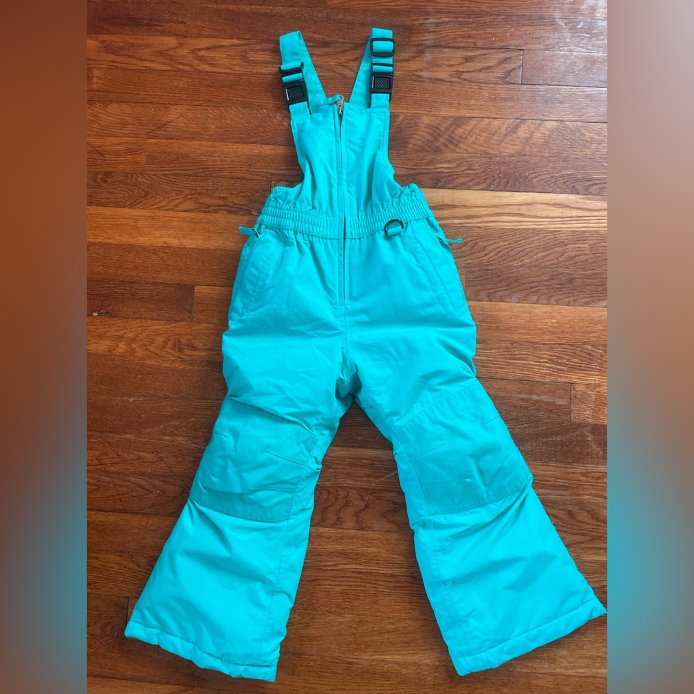 Lands' End Turquoise Kids Squall Waterproof Insulated Iron Knee Snow Bibs